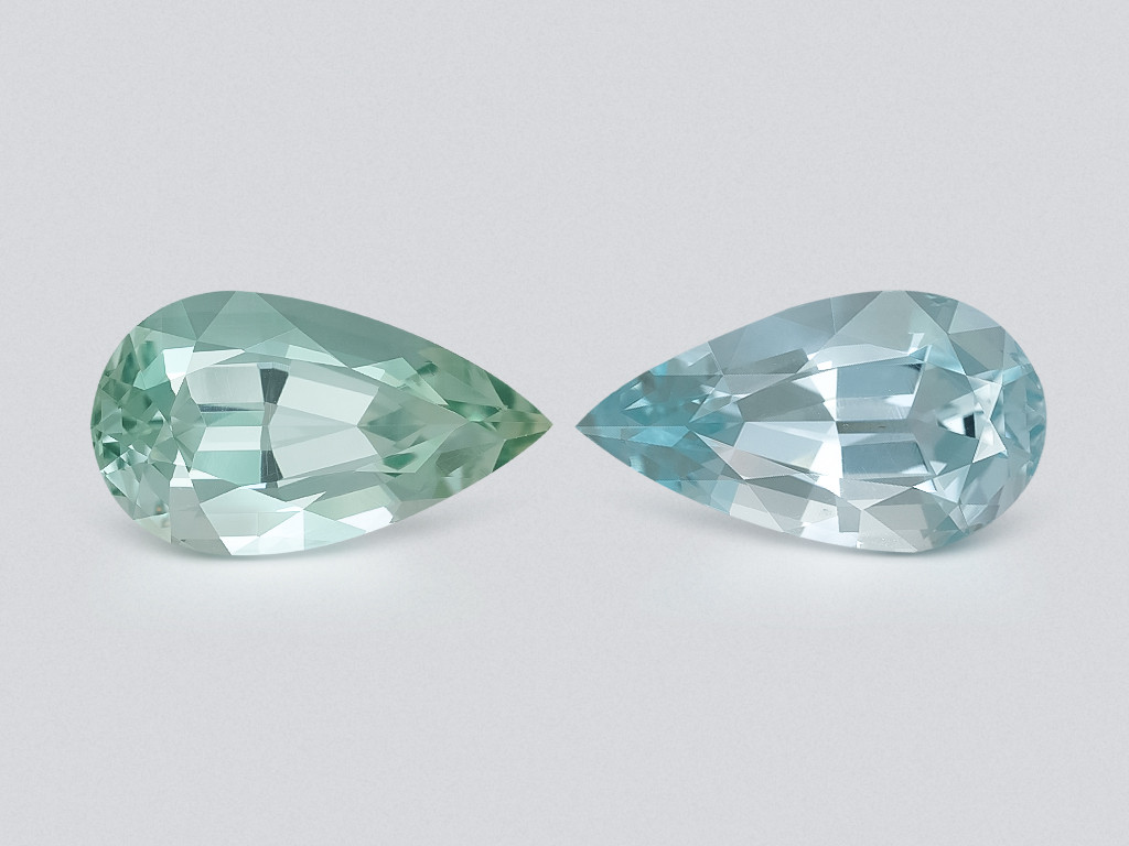 Paar birnenförmig geschliffene aquamarine 10,50 karat, Mosambik Image №1