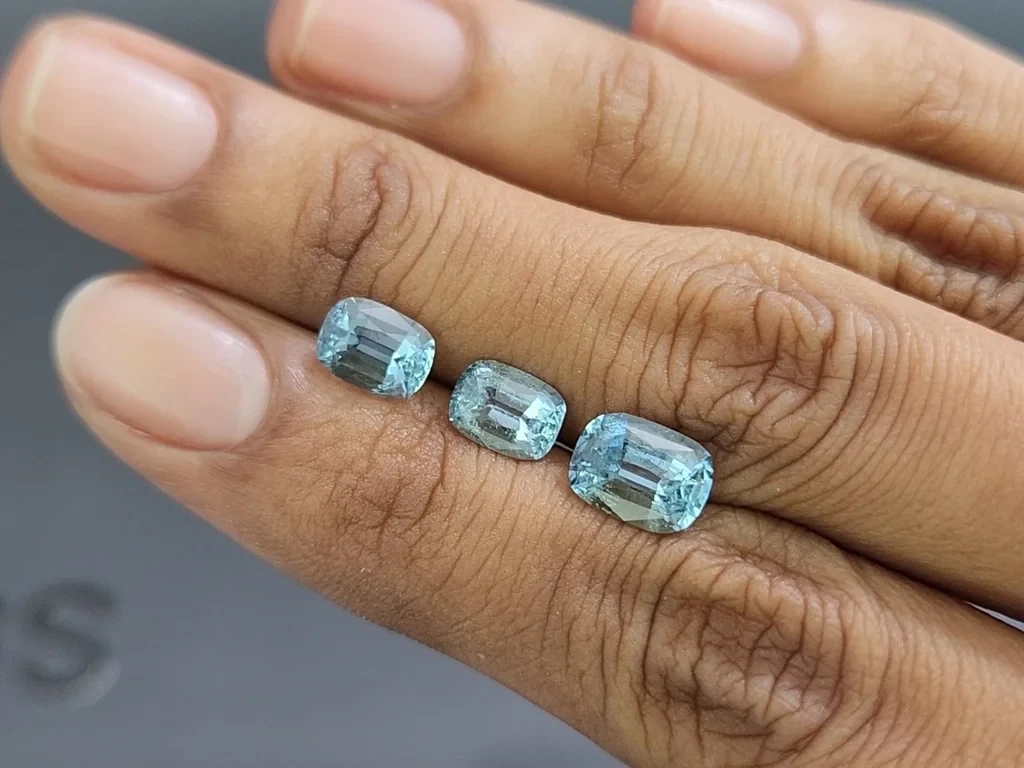 Set of aquamarines cushion cut 3.64 carats, Madagascar Image №2