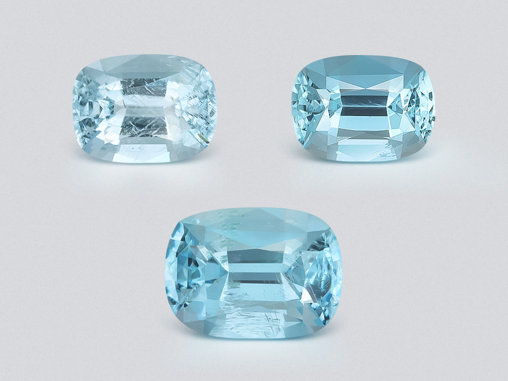 Set of aquamarines cushion cut 3.64 carats, Madagascar Image №1
