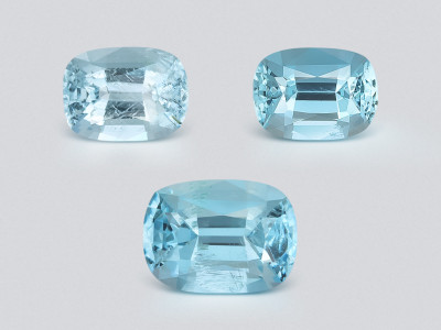 Set of aquamarines cushion cut 3.64 carats, Madagascar photo