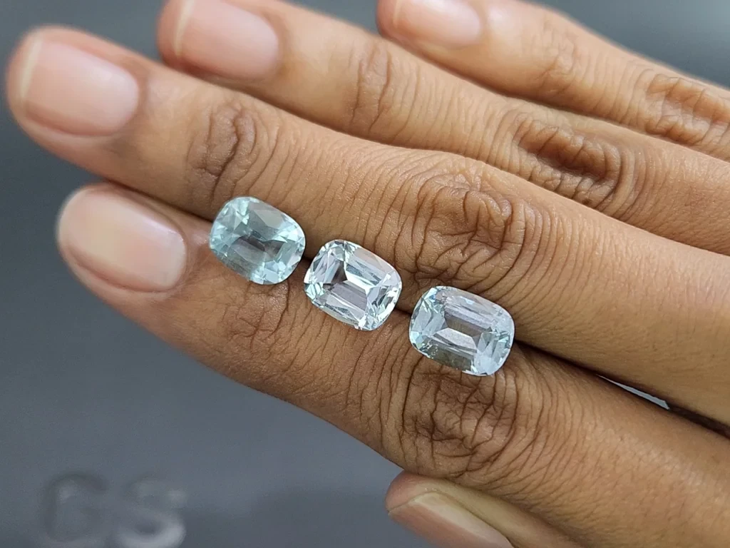 Set of aquamarines cushion cut 9.11 carats, Madagascar Image №2