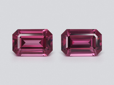 Pair of rhodolite garnets octagon cut 3.98 carats, Madagascar photo