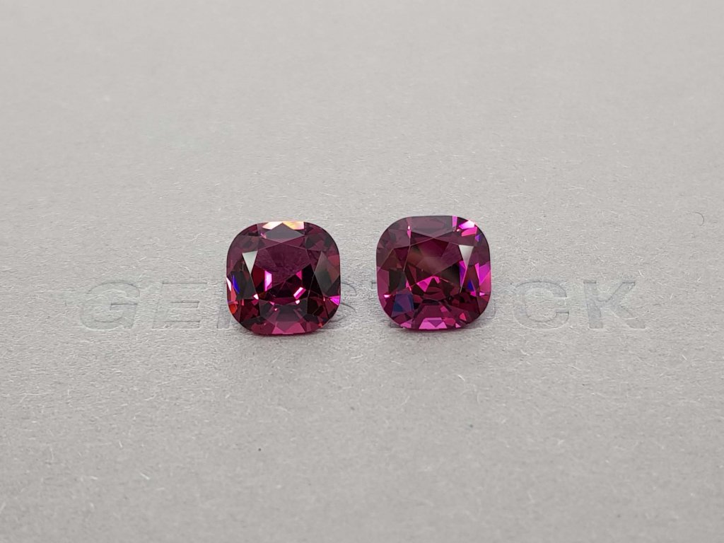 Paire de rares grenats de rhodolite taille coussin du Malawi 9,99 ct Image №1