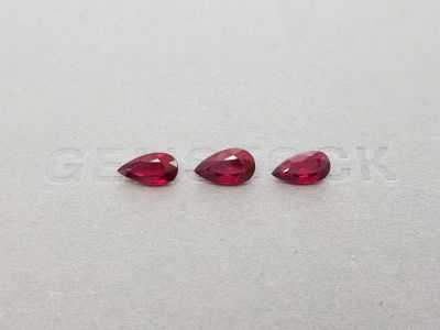 Pigeon's blood ruby set 3.51 ct, Mozambique, ICA photo