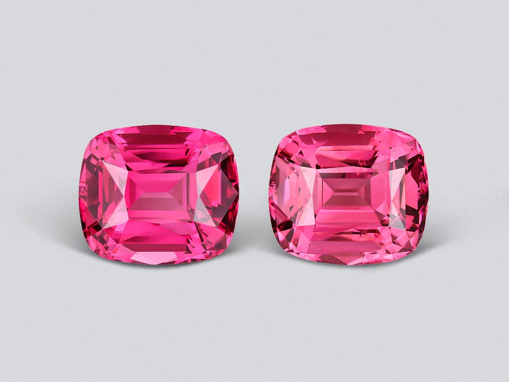 Pair of red-pink rubellite tourmalines in cushion cut 8.25 carats, Nigeria Image №1