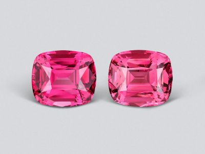 Pair of red-pink rubellite tourmalines in cushion cut 8.25 carats, Nigeria photo
