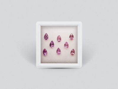 Set of calibrated sapphires 6x4 mm pear cut 3.13 carats /8 pcs photo