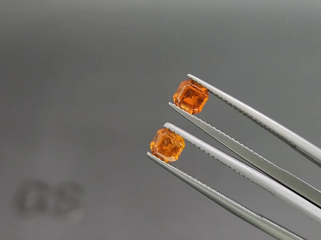 Pair of spessartines Mandarin asscher cut 1.39 carats, Africa Image №3