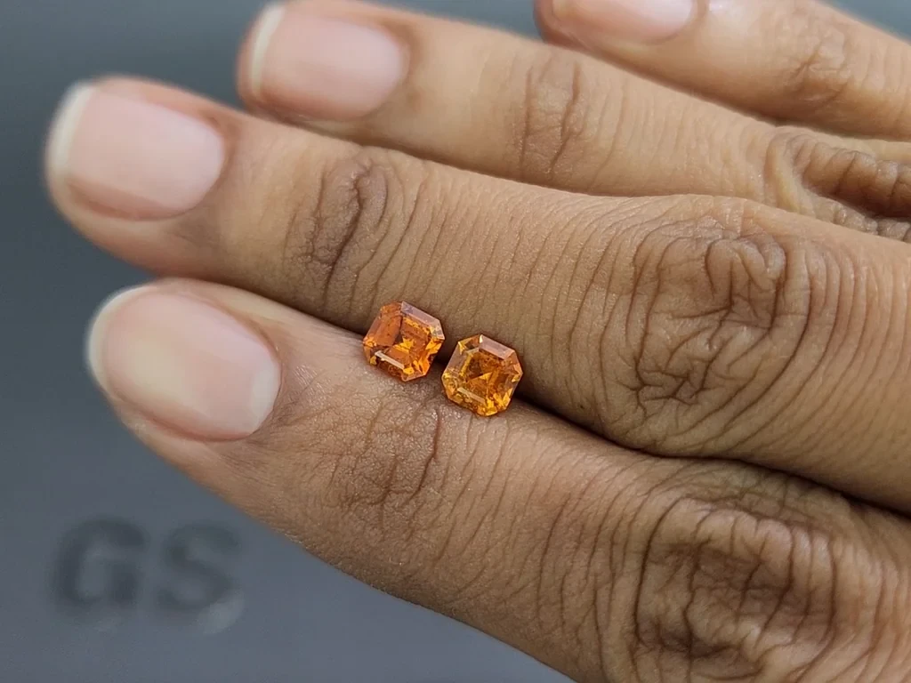 Pair of spessartines Mandarin asscher cut 1.39 carats, Africa Image №2