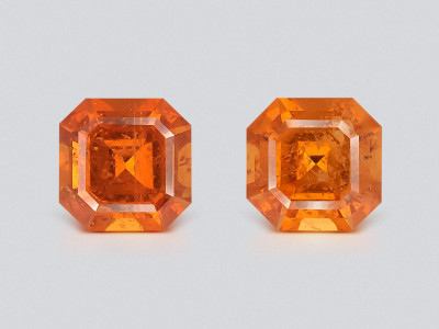 Pair of spessartines Mandarin asscher cut 1.39 carats, Africa photo