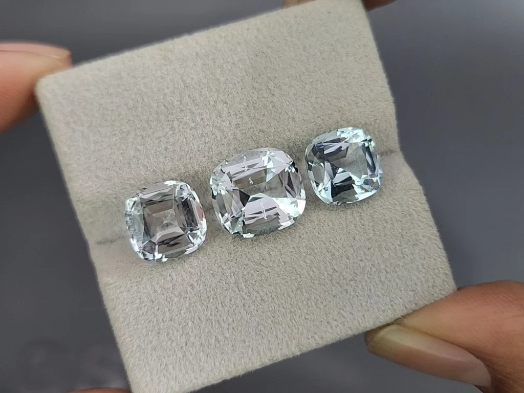 Set of aquamarines cushion cut 9.90 carats, Madagascar Image №5