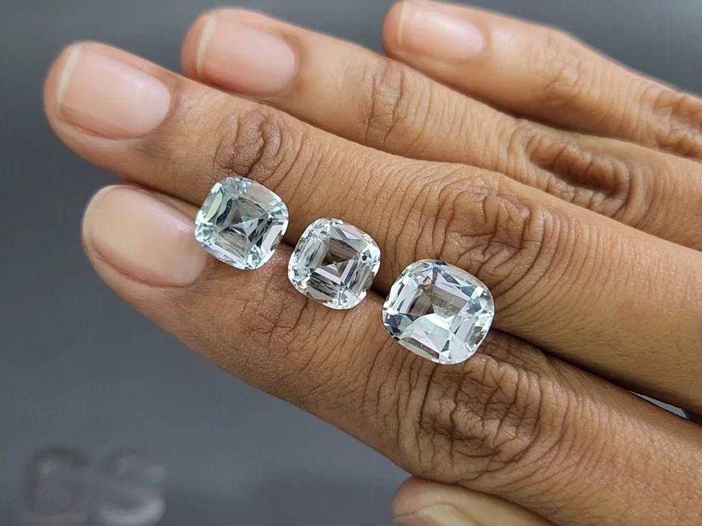Set of aquamarines cushion cut 9.90 carats, Madagascar Image №2