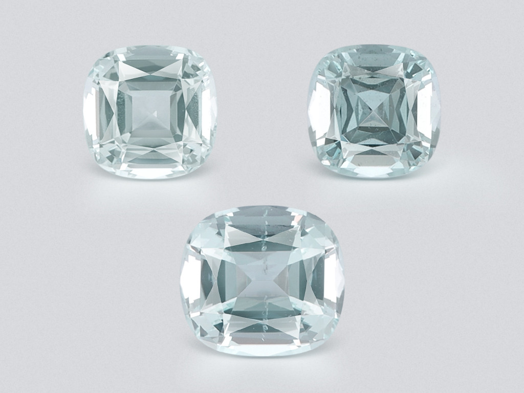 Set of aquamarines cushion cut 9.90 carats, Madagascar Image №1