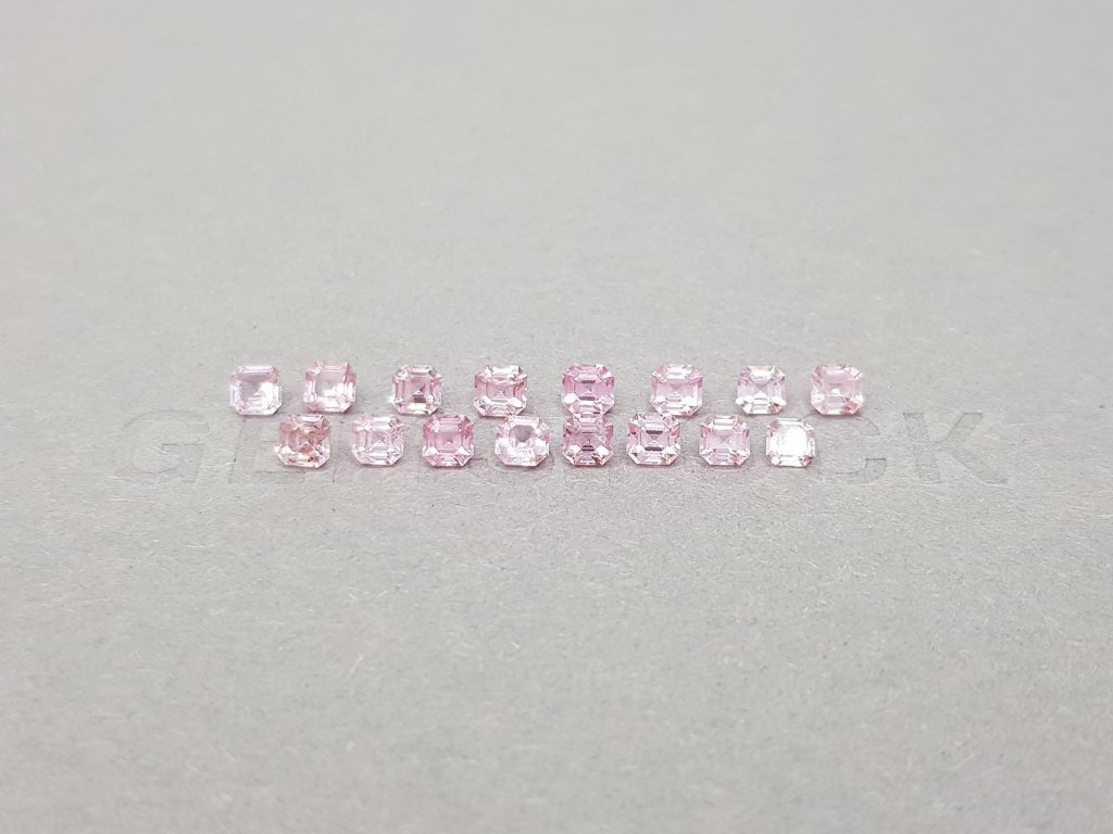 Asscher cut pink spinel set 2.22 ct, Tanzania Image №1