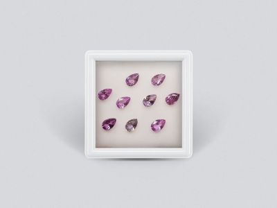 Set of calibrated sapphires 6x4 mm pear cut 3.59 carats /9 pcs photo