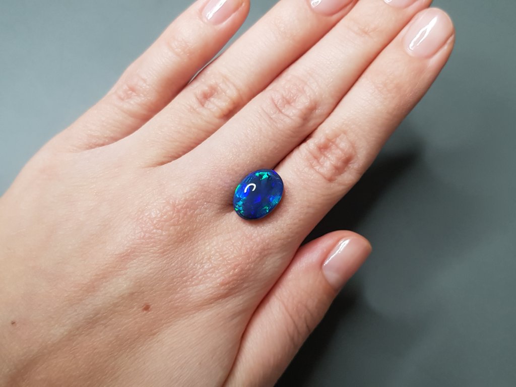 Precious black opal in cabochon cut 4.95 carats, Australia Image №2