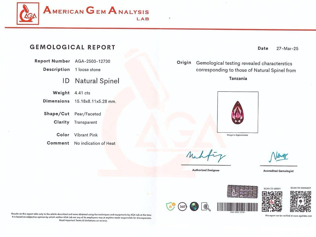 Leuchtend rosaroter Mahenge-spinell im birnenschliff 4,41 carats, Tansania Image №6