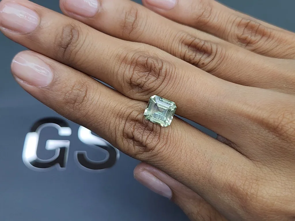 Prasiolite (green quartz) in high precision cut octagon 2.77 carats, Africa Image №2