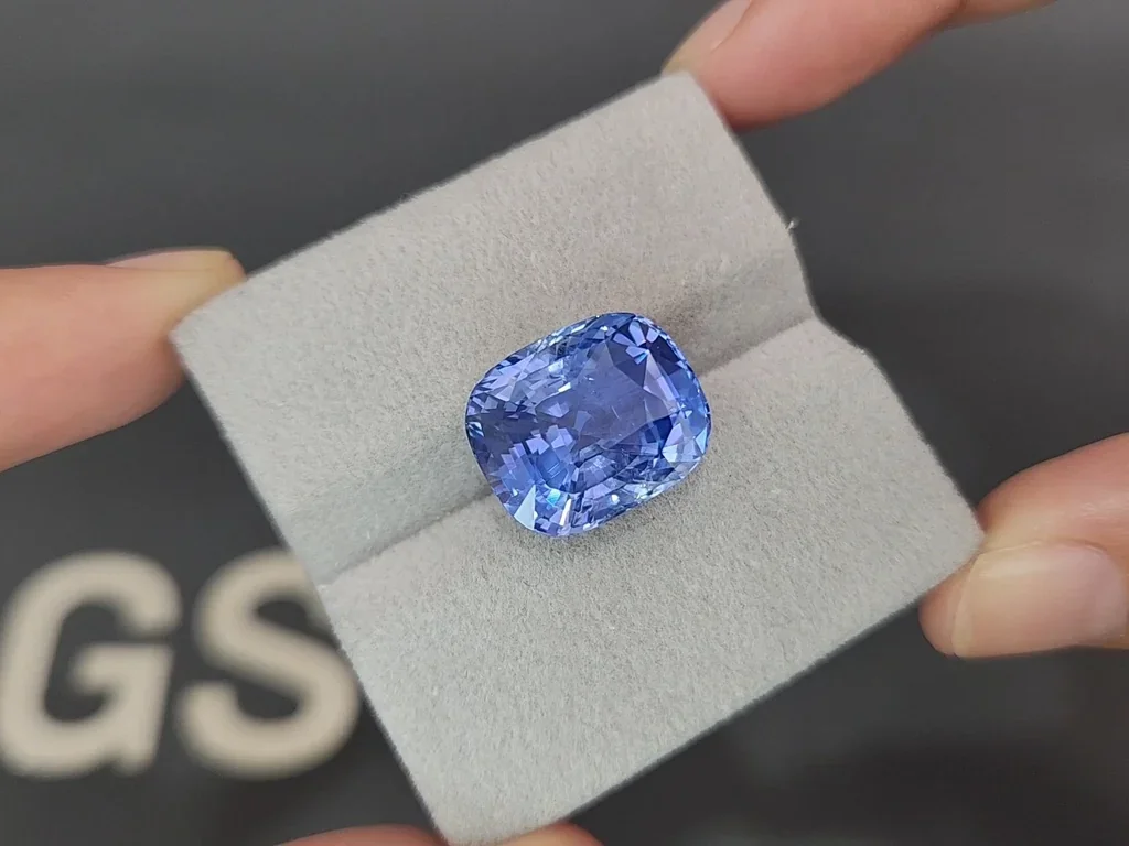 Gran zafiro azul aciano de talla cojín sin calentar, 18,32 ct, Sri Lanka Image №4