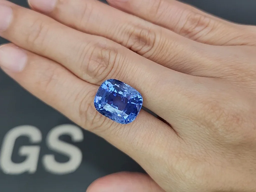 Gran zafiro azul aciano de talla cojín sin calentar, 18,32 ct, Sri Lanka Image №2