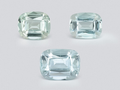 Ensemble aigues-marines taille coussin, 2,94 carats, Madagascar photo