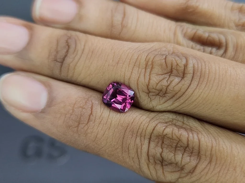 Garnet rhodolite cushion cut  2.19 carats, Madagascar Image №2