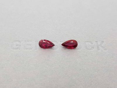 Pair of pear cut rubies Pigeon's blood 2.16 ct, Mozambique photo