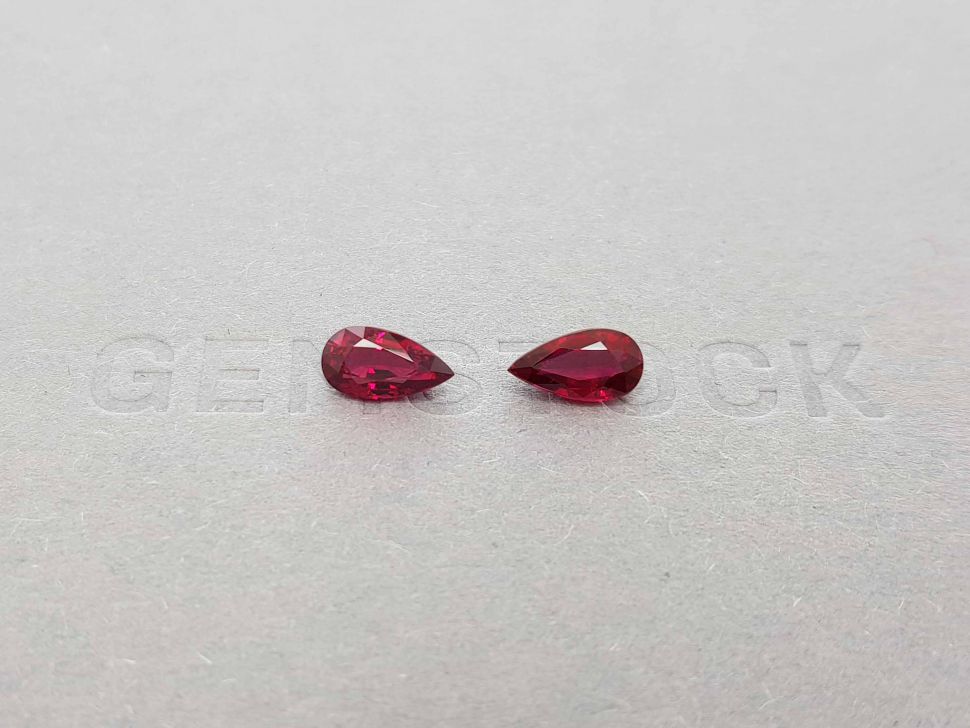Pair of pear cut rubies Pigeon's blood 2.16 ct, Mozambique Image №1