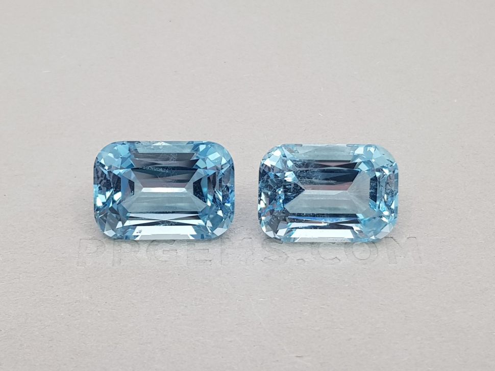 A pair of saturated Zambian aquamarines 24.87 ct, GFCO Image №1