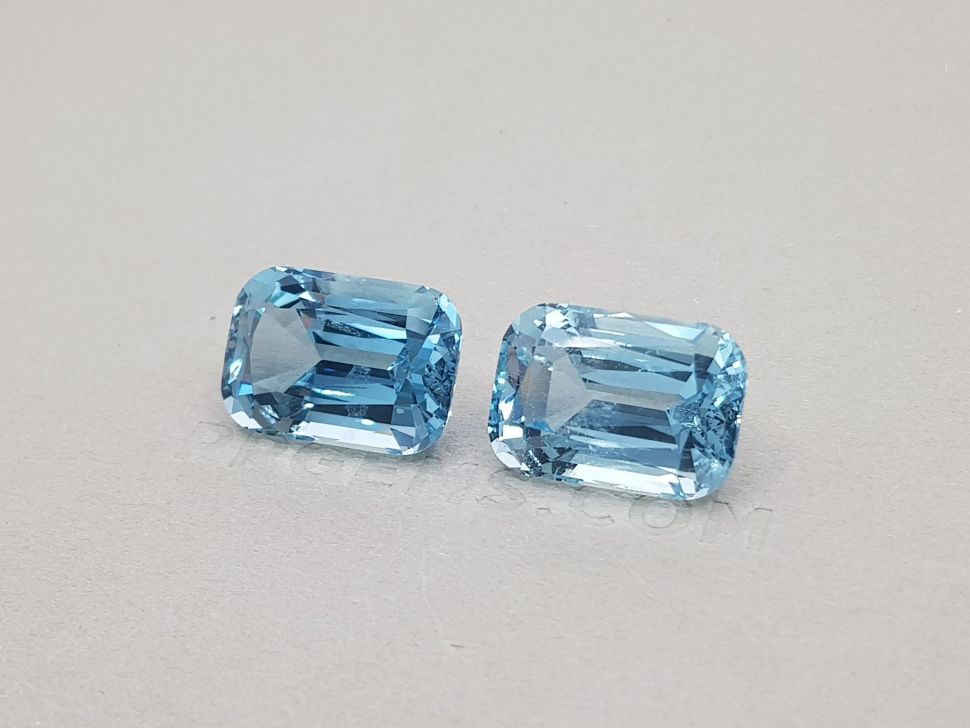 A pair of saturated Zambian aquamarines 24.87 ct, GFCO Image №2