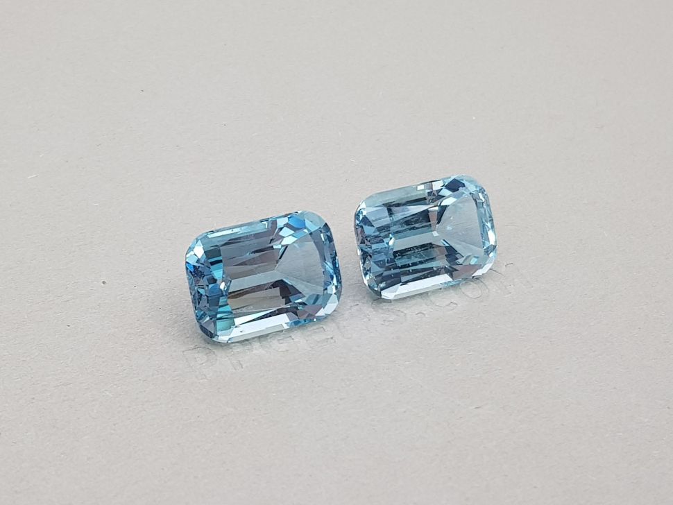 A pair of saturated Zambian aquamarines 24.87 ct, GFCO Image №3