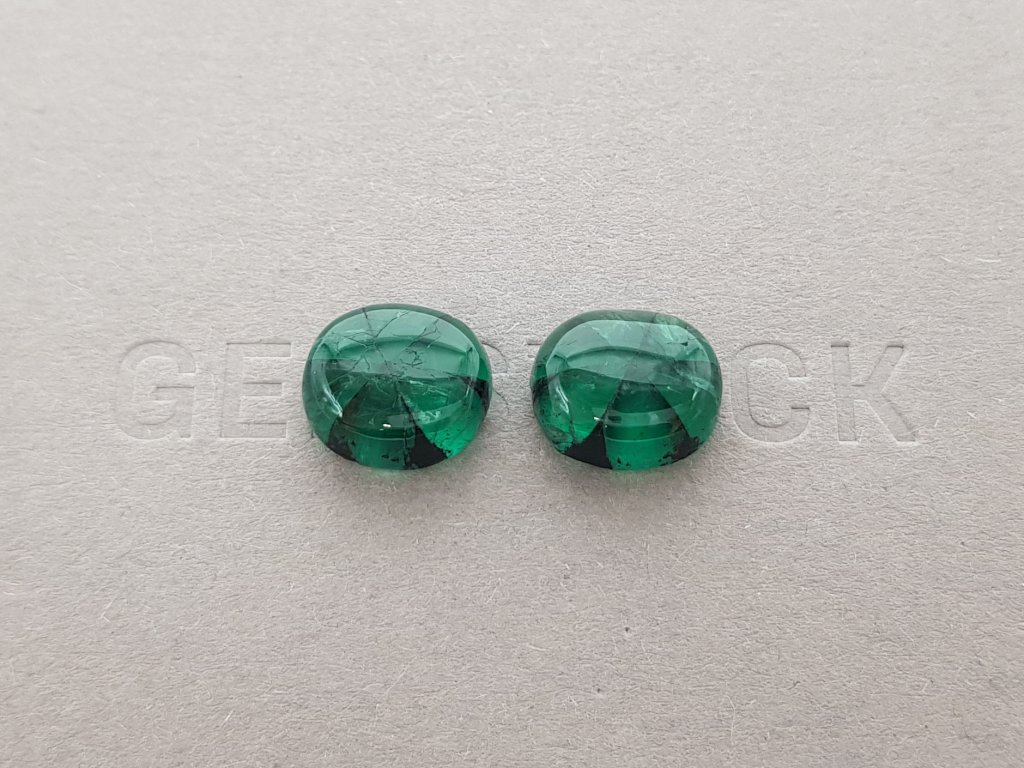 Colombian Vivid Green trapiche emeralds in cabochon cut 11.38 ct Image №1
