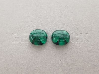 Colombian Vivid Green trapiche emeralds in cabochon cut 11.38 ct photo