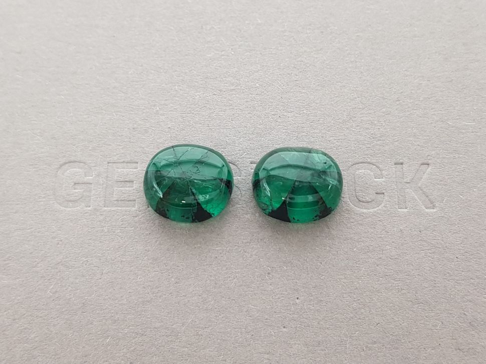 Colombian Vivid Green trapiche emeralds in cabochon cut 11.38 ct Image №1