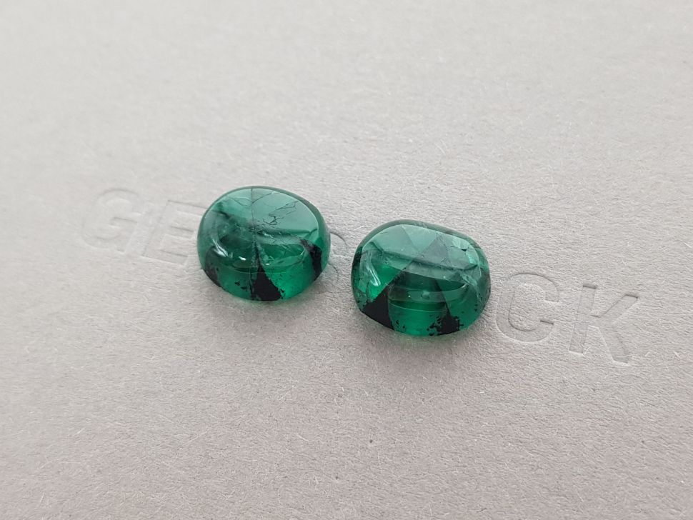 Colombian Vivid Green trapiche emeralds in cabochon cut 11.38 ct Image №2