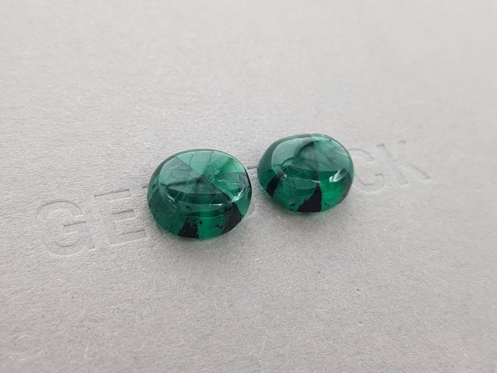 Colombian Vivid Green trapiche emeralds in cabochon cut 11.38 ct Image №3