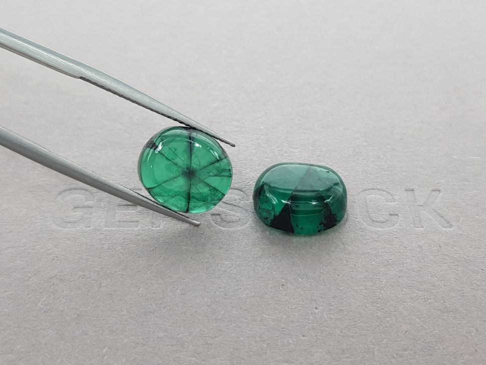 Colombian Vivid Green trapiche emeralds in cabochon cut 11.38 ct Image №4