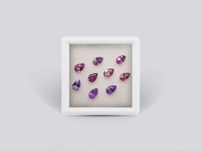 Set of calibrated sapphires 6x4 mm pear cut 3.65 carats /9 pcs photo