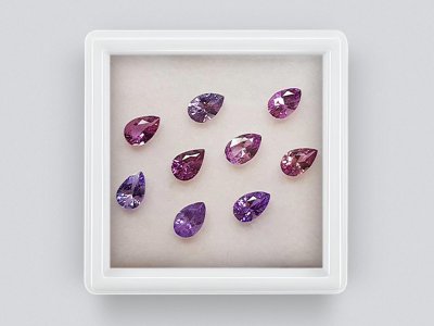Set of calibrated sapphires 6x4 mm pear cut 3.65 carats /9 pcs photo