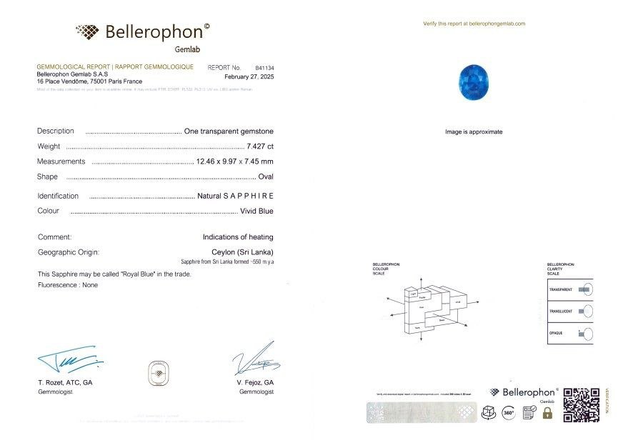 Saphir bleu royal taille ovale 7,42 ct Sri Lanka Image №6