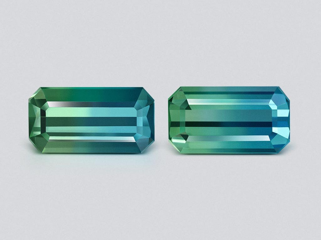 Paar zweifarbige turmaline im achteckschliff, 3,99 carats, Afghanistan Image №1