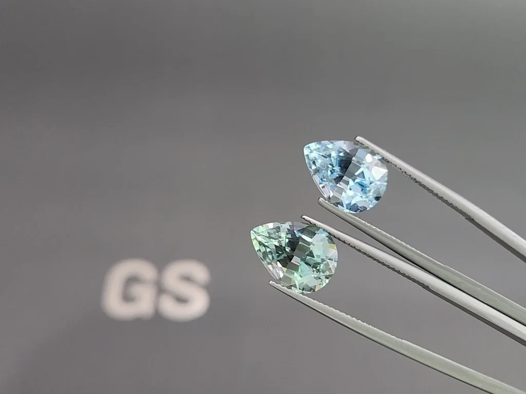 Paar birnenförmig geschliffene aquamarine, 9,70 Karat, Mosambik Image №3
