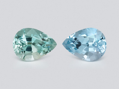 Paar birnenförmig geschliffene aquamarine, 9,70 Karat, Mosambik photo