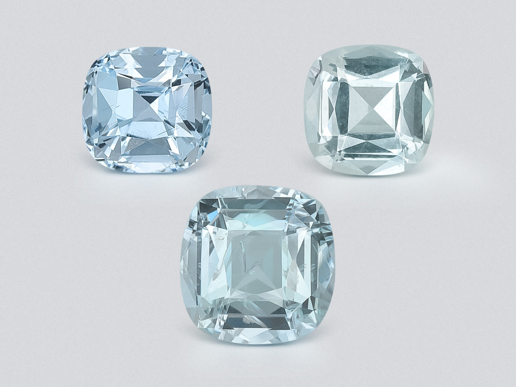 Set of aquamarines cushion cut 1.69 carats, Madagascar Image №1