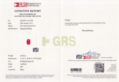 Certificate Par de rubíes grandes de 10,05 quilates, Mozambique (GRS)