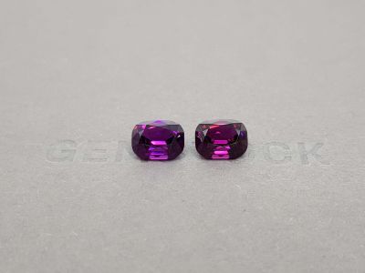 Pair of purple cushion-cut garnets 6.68 ct, Malawi photo