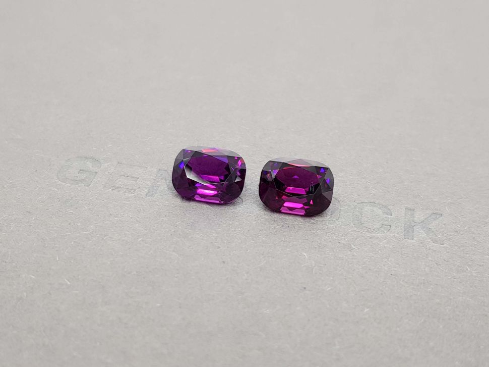 Pair of purple cushion cut garnets 6.68 ct, Malawi Image №3
