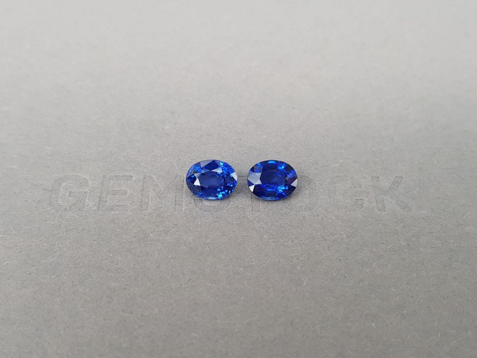 Pair of Royal blue oval cut sapphires 2.28 ct, Sri Lanka Image №1