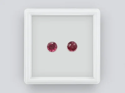 Paire de grenats rhodolite taille ronde 2,17 carats, Sri Lanka photo