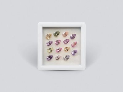 Set of calibrated sapphires 6x4 mm pear cut 5.73 carats /15 pcs photo